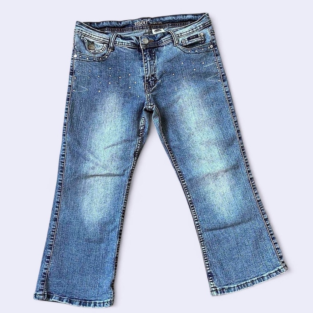 vintage revolt rhinestone capri jeans